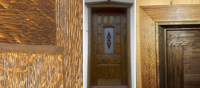 Браширование дубовых дверей и мебели